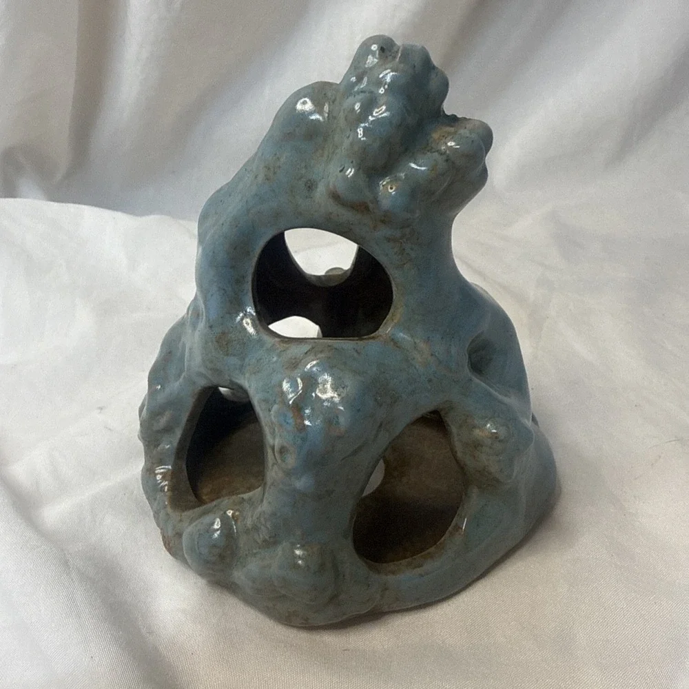 Aquarium Ceramic Cave Decor Betta Gold Tropical Fish Tank Accessory Lava Pottery